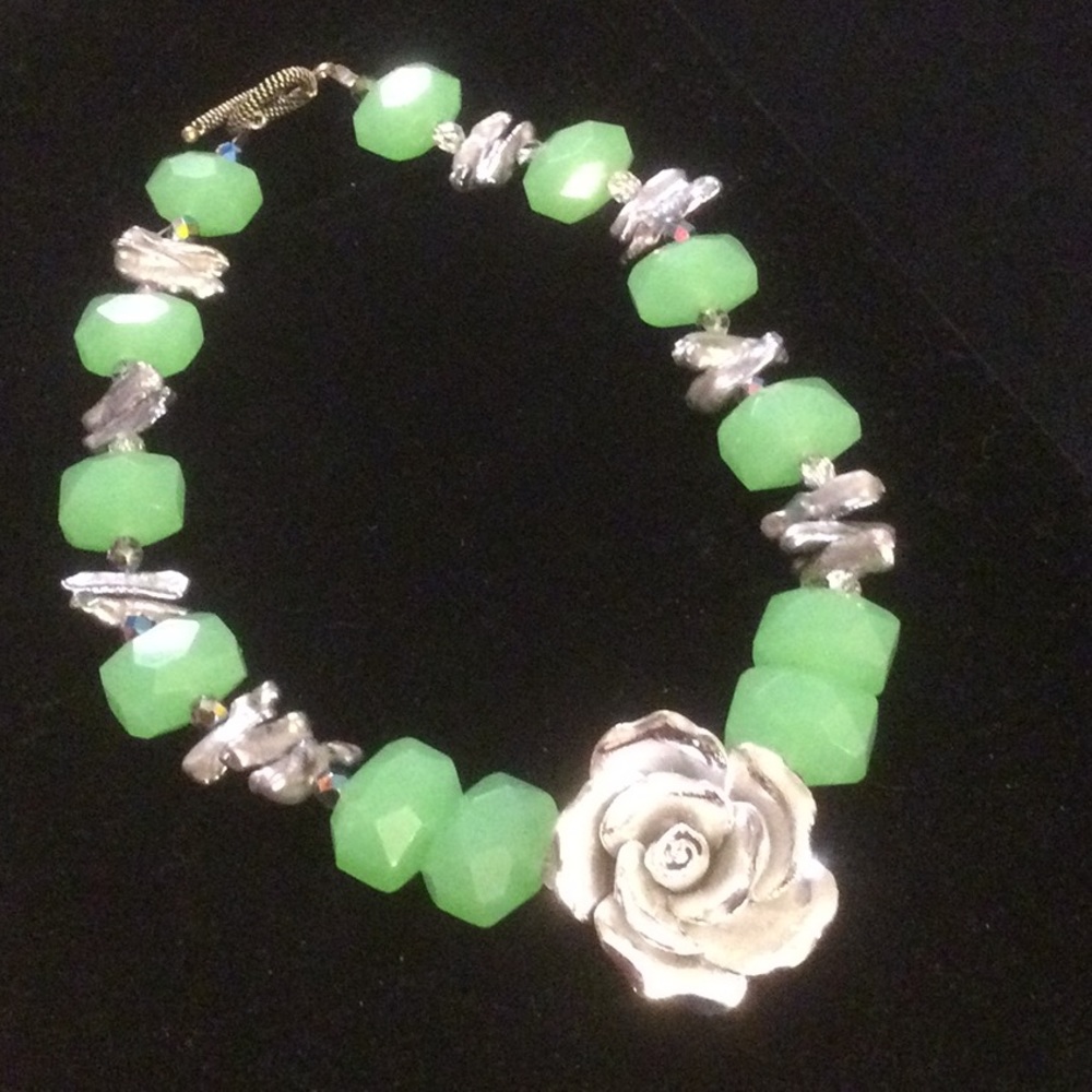 ⭐️For Julie only ⭐️of kind Chalcedony & Genuine Pearl Necklace - Picture 2 of 7